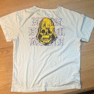 White NEON denim brand Graphic T-Shirt with Yellow and Black Design